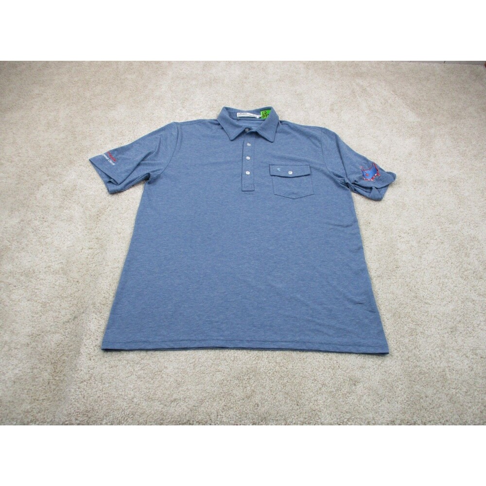 Criquet Polo Shirt Mens Large L Blue Golf Golfer Cotton Stretch Short Sleeve